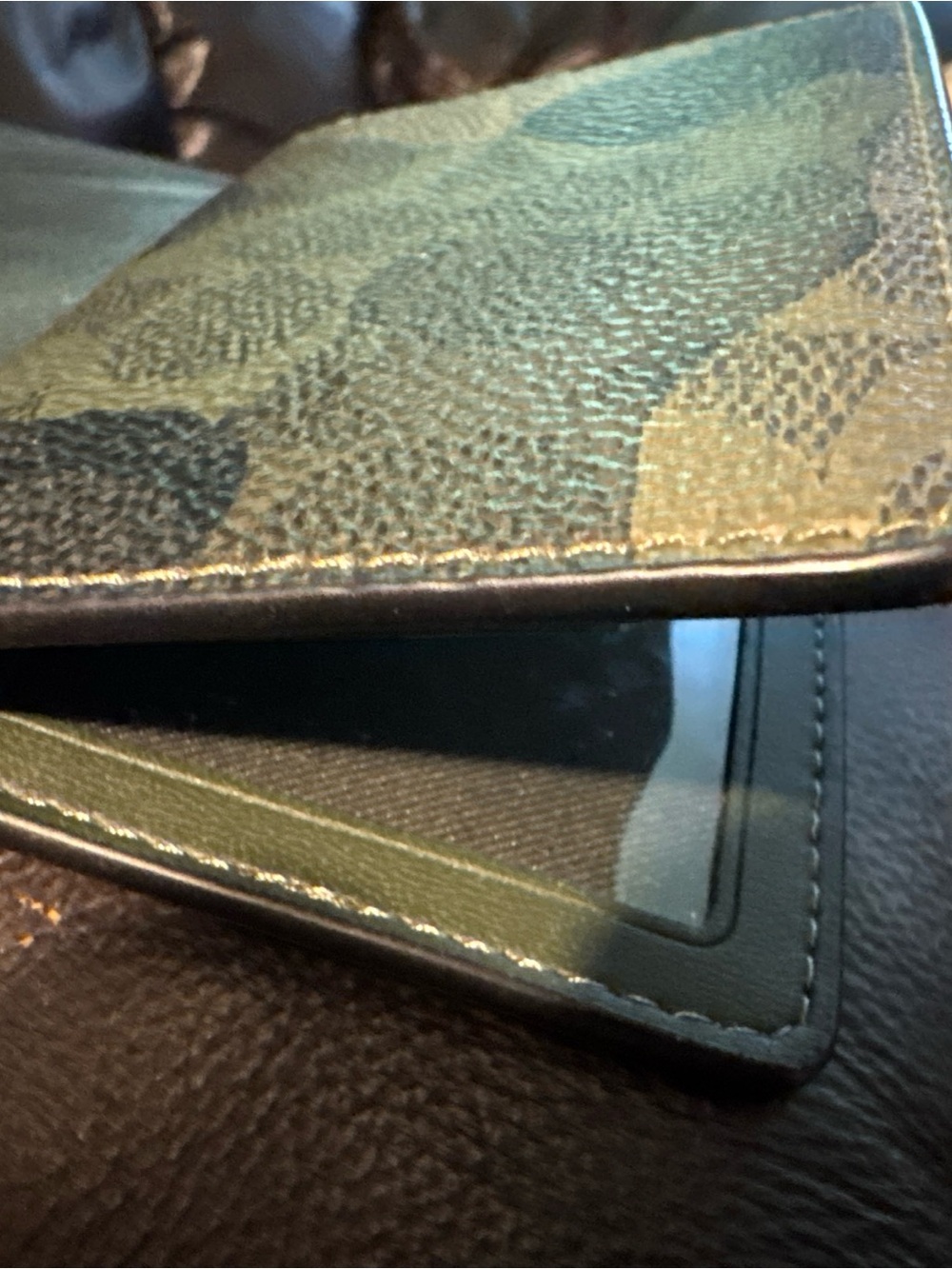 Coach Men's Green/Black Camouflage Bifold Wallet w/ ID Window, Credit Card - Picture 16 of 16